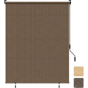 Grandekor Outdoor Roller Shade ، 6 'W × 6' H ، فناء لفائف الظل اللاسلكي ، شاشة خصوصية خارجية مع 220gsm hdpe الألومنيوم ، وعملية العصا ، قماش الظل الخارجي للظلم للشرفة الشرفة ، الفناء الخلفي ، mocha