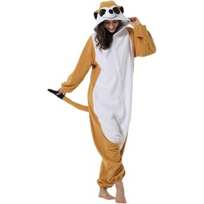 DarkCom Meerkat Onesie Halloween Costume One Piece Unisex Adult Pajamas Women Men Sleepwear Christmas Pajamas