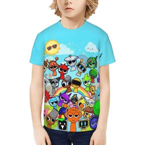 Boys Girls Short Sleeve T Shirts Play Music Game Crew Neck Cartoon T Shirt Tee for Boys Girls Teen Kids Outfit 6-14 Years