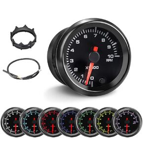 7 Color Transmission Temperature Gauge, 300 F Trans Temp Gauge Kit 2-1/16" 52mm LED Backlight - Black Dial - Clear Lens - Monitor and Display The Oil Temperature of Truck Transmissions