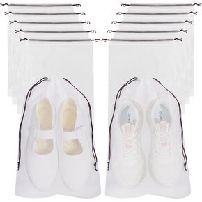 10 Transparent Travel Shoe Bags - Waterproof, Dustproof, Portable Drawstring Clear Bags for Travel Packing and Travel Essentials