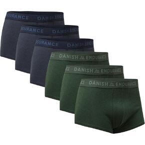 DANISH ENDURANCE Men's Cotton Trunks Low Rise, Soft Short Boxer Briefs, Stretch Fit, Tag-Free, Comfortable Underwear, 6-Pack