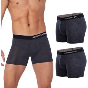 MERINNOVATION 100% Merino Wool Boxer Briefs for Men 2 Packs Underwear Boy Shorts Everyday Weight Breathable Anti-Odor