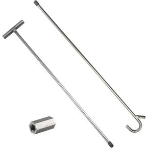 RULLINE Heavy Duty 5th Wheel Pin Puller, 32" Solid Steel, Chrome-Plated Fifth Wheel Puller Hook, Durable and Easy-to-Use Trailer Pin Removal Tool, 1 Pack