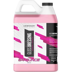Legendary Gloss Dressing 64oz (Half Gallon) - Tire Shine Spray & Plastic Restorer – Water Based & Non-Greasy Interior/Exterior Detailing Spray - Trim, Rubber, Vinyl & Plastic Restorer for Cars