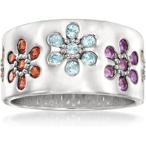 Ross-Simons 1.20 ct. t.w. Multi-Gem Flower Ring in Sterling Silver. Size 7