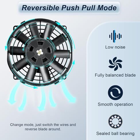 MuHize 7 Inch Electric Radiator Cooling Fan Kit, Upgraded Universal Slim Fan High Performance Cooling Fan Push Pull Radiator Cooler with Mount Kit 12V 800 CFM Black (Pack of 2) in Kuwait