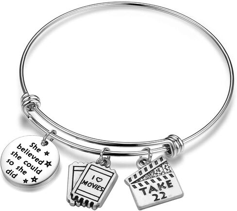 CHOROY Film Charm Bracelet Actress Bracelet Film Director Bracelet Graduation Gift for Film Students She Believe She Could So She Did in Saudi Arabia