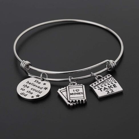 CHOROY Film Charm Bracelet Actress Bracelet Film Director Bracelet Graduation Gift for Film Students She Believe She Could So She Did in Saudi Arabia