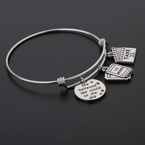 CHOROY Film Charm Bracelet Actress Bracelet Film Director Bracelet Graduation Gift for Film Students She Believe She Could So She Did in Saudi Arabia