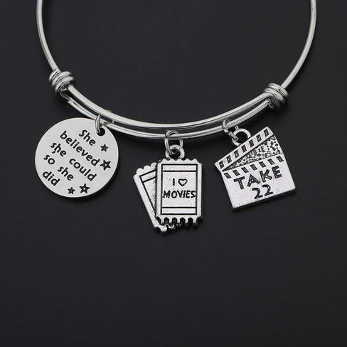CHOROY Film Charm Bracelet Actress Bracelet Film Director Bracelet Graduation Gift for Film Students She Believe She Could So She Did in Saudi Arabia