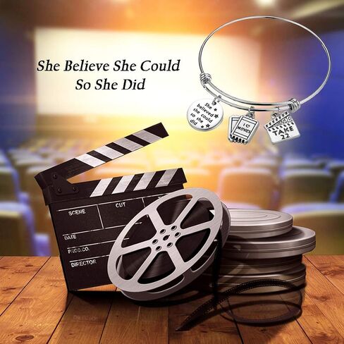 CHOROY Film Charm Bracelet Actress Bracelet Film Director Bracelet Graduation Gift for Film Students She Believe She Could So She Did in Saudi Arabia