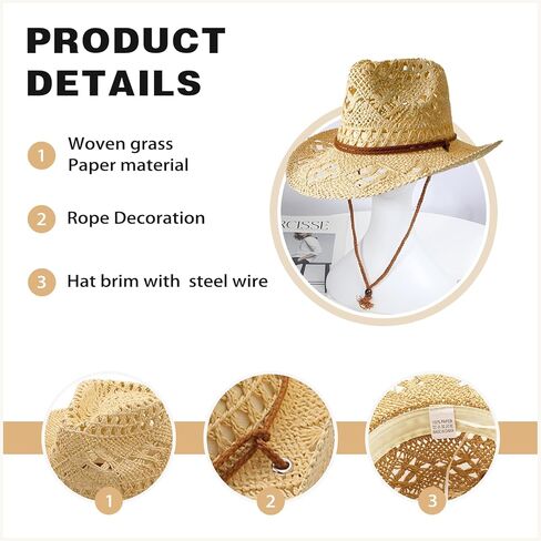 قبعات رعاة البقر الغربية للنساء للنساء قبعة رعاة البقر اللامعة لقبعة العطلات قبعة شاطئ الشاطئ مع حافة واسعة in Kuwait