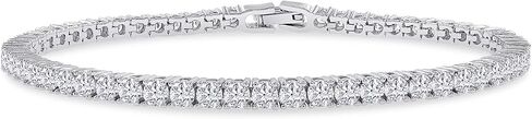 سوار تنس مويسانيت 18 كيلو بايت للنساء | 3.3 ملم عرض جولة Moissanite الماس أساور الكفة القابلة للتكديس | الأساور الذهبية لها (5.10 CTTW إلى 5.90 CTTW) in Saudi Arabia