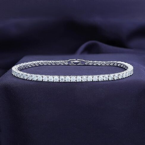 سوار تنس مويسانيت 18 كيلو بايت للنساء | 3.3 ملم عرض جولة Moissanite الماس أساور الكفة القابلة للتكديس | الأساور الذهبية لها (5.10 CTTW إلى 5.90 CTTW) in Saudi Arabia