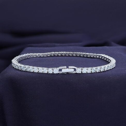 سوار تنس مويسانيت 18 كيلو بايت للنساء | 3.3 ملم عرض جولة Moissanite الماس أساور الكفة القابلة للتكديس | الأساور الذهبية لها (5.10 CTTW إلى 5.90 CTTW) in Saudi Arabia