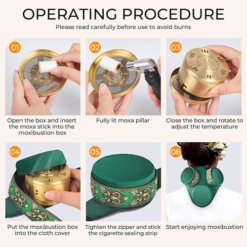 Smokeless Copper Moxa Box, Copper Tank Moxibustion Treatment Tool, Moxibustion Box for Neck Knee Waist Shoulder Back Remove Dampness, Ai Jiu 艾草 艾灸盒 (3 Moxa Case) in Kuwait