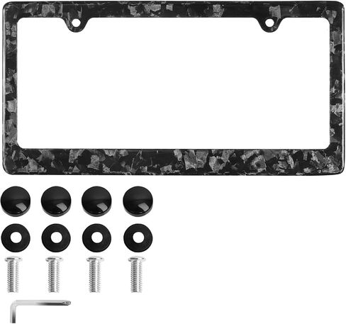 Carbon Fiber License Plate Frame- Real Carbon Fiber License Plate Trim, License Plate Bezel with Screws for Cars Forged Pattern Carbon Fiber in Saudi Arabia