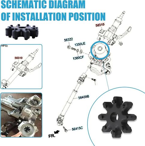 4 PCS Car Flexible Steering Coupling, Exact Match Noise Solver Rubber Steering Column Gear Sleeve, Replace OEM #563152K000FF, Compatible with Hyundai Sonata So8 Kia K5 (Black) in Saudi Arabia