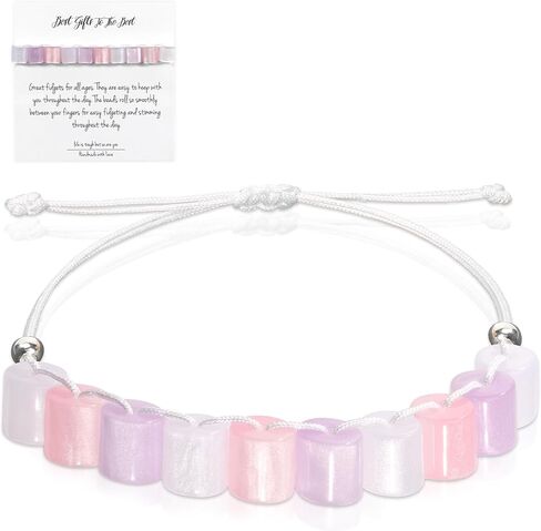 Fidget Anxiety Bracelet Jewelry Pink Purple Adjustable Mood Bracelet Resin Beaded Bracelet Fidget Strand Anxiety Bracelet Spinner Healing Handmade Gift For Women Jewelry Friend Party Birthday in Saudi Arabia
