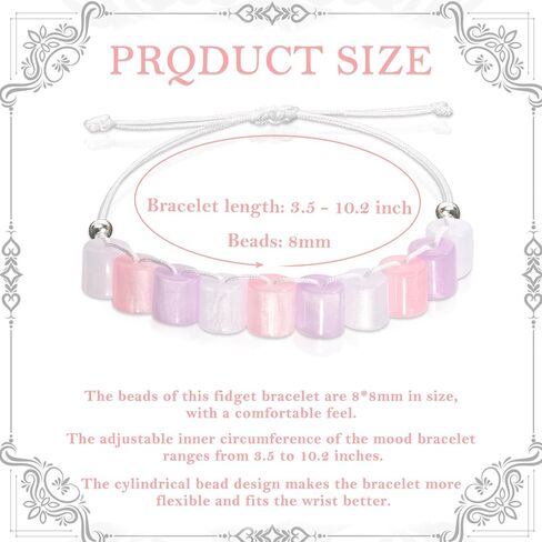 Fidget Anxiety Bracelet Jewelry Pink Purple Adjustable Mood Bracelet Resin Beaded Bracelet Fidget Strand Anxiety Bracelet Spinner Healing Handmade Gift For Women Jewelry Friend Party Birthday in Saudi Arabia