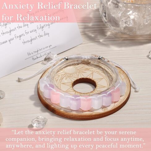 Fidget Anxiety Bracelet Jewelry Pink Purple Adjustable Mood Bracelet Resin Beaded Bracelet Fidget Strand Anxiety Bracelet Spinner Healing Handmade Gift For Women Jewelry Friend Party Birthday in Saudi Arabia