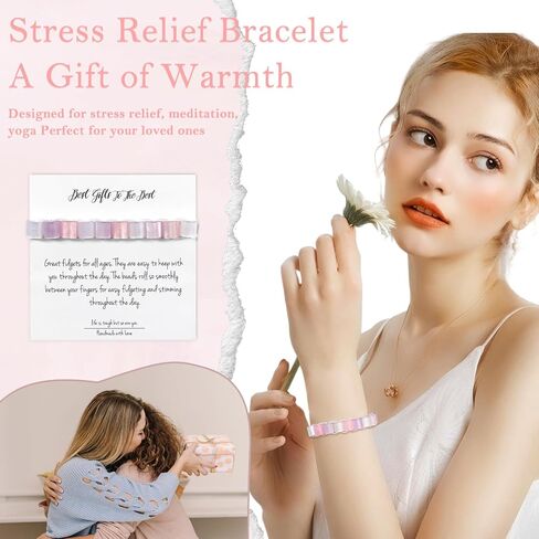 Fidget Anxiety Bracelet Jewelry Pink Purple Adjustable Mood Bracelet Resin Beaded Bracelet Fidget Strand Anxiety Bracelet Spinner Healing Handmade Gift For Women Jewelry Friend Party Birthday in Saudi Arabia