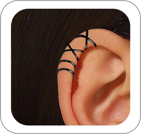 Dainty Ear Cuffs Earrings Non Pierced Sparkling Rhinestones Cartilage Climber Ear Wrap Earrings Clip on Earrings Minimalist Cuff Fake Earrings Trendy Jewelry for Women in Saudi Arabia