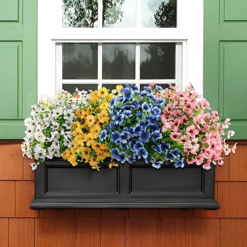 Artificial Fake Flowers Outdoor Spring Summer Decoration, 16 Bundles Faux Eucalyptus Violet Realistic UV Resistant for Outside Home Planter Porch Patio Yard Decor (Pink Eucalyptus) in Saudi Arabia