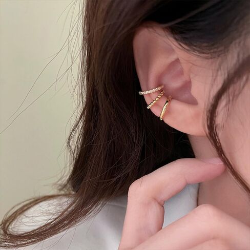 Dainty Ear Cuffs Earrings Non Pierced Sparkling Rhinestones Cartilage Climber Ear Wrap Earrings Clip on Earrings Minimalist Cuff Fake Earrings Trendy Jewelry for Women in Saudi Arabia