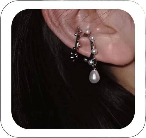 Dainty Ear Cuffs Earrings Non Pierced Sparkling Rhinestones Cartilage Climber Ear Wrap Earrings Clip on Earrings Minimalist Cuff Fake Earrings Trendy Jewelry for Women in Kuwait