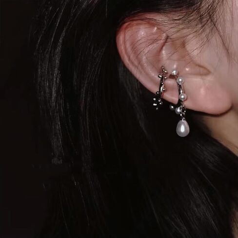 Dainty Ear Cuffs Earrings Non Pierced Sparkling Rhinestones Cartilage Climber Ear Wrap Earrings Clip on Earrings Minimalist Cuff Fake Earrings Trendy Jewelry for Women in Kuwait