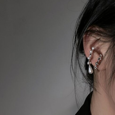 Dainty Ear Cuffs Earrings Non Pierced Sparkling Rhinestones Cartilage Climber Ear Wrap Earrings Clip on Earrings Minimalist Cuff Fake Earrings Trendy Jewelry for Women in Kuwait