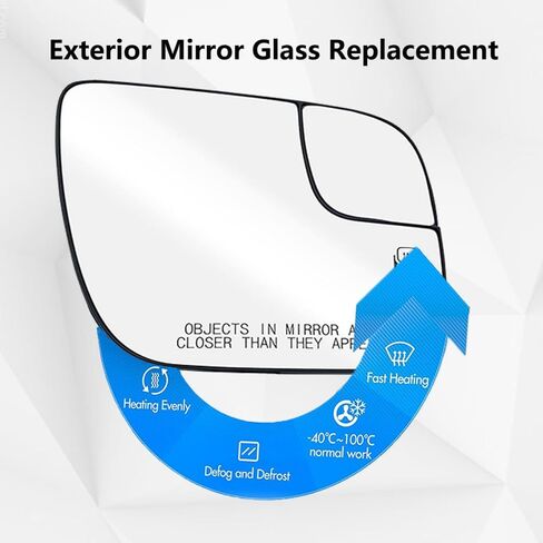 Driver Side Mirror Glass Compatible with 2011-2019 Ford Explorer Police Interceptor Utility, Left Convex Heated Mirror Replacement for BB5Z-17K707-AA in Saudi Arabia