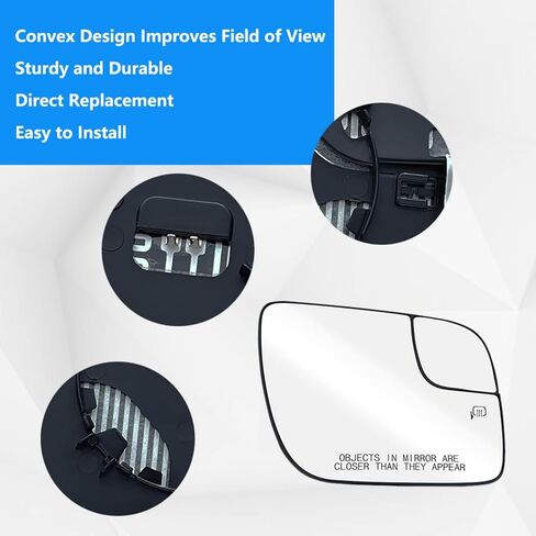 Driver Side Mirror Glass Compatible with 2011-2019 Ford Explorer Police Interceptor Utility, Left Convex Heated Mirror Replacement for BB5Z-17K707-AA in Saudi Arabia