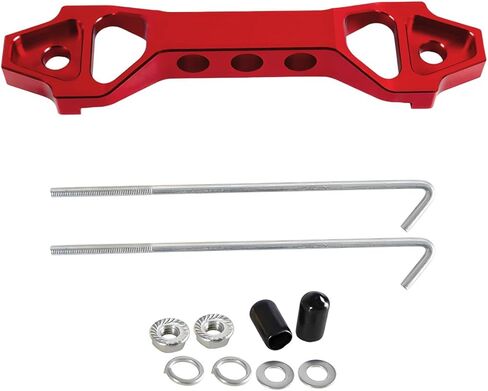 Battery Hold Down Sets, Aluminum Alloy Car Battery Holder Kit with J Hook Nut Spacers, Automotive Battery Hold Down Bracket Lock Accessories Universal for Most Vehicles (Red) in Saudi Arabia