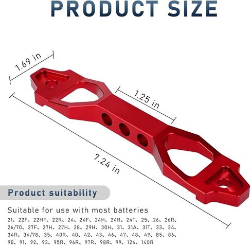 Battery Hold Down Sets, Aluminum Alloy Car Battery Holder Kit with J Hook Nut Spacers, Automotive Battery Hold Down Bracket Lock Accessories Universal for Most Vehicles (Red) in Saudi Arabia