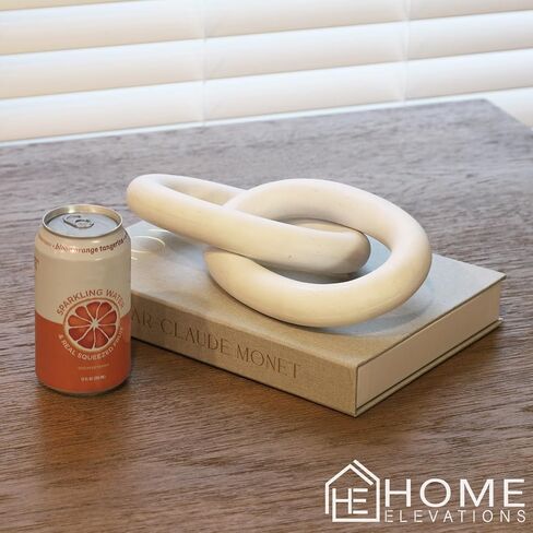Wood Chain Link Decor - 13" Decorative Links for Coffee Table Books, Bookshelf, & Home Accents - Acacia Wooden Knot Modern Decorative Object - Ideal for Housewarming & Wedding Gifts (Natural) in Kuwait