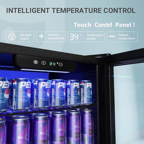 EUHOMY Mini Fridge 130 Can Beverage Refrigerator Cooler Glass Door for Soda Wine Beer, Beverage Cooler for Home, Bar, Office with Digital Temperature Control Adjustable Shelves, 3.2 Cu.Ft, Silver in Kuwait