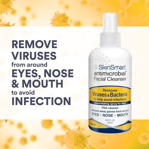SkinSmart Antimicrobial Facial Cleanser Spray to Remove Viruses and Bacteria Around Eyes, Nose and Mouth, Fight Maskne, 2 oz Spray (3 Pack) Non-Irritating Hypochlorous Acid in Saudi Arabia