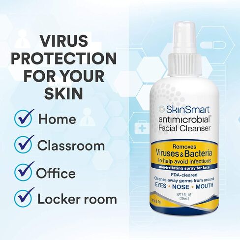 SkinSmart Antimicrobial Facial Cleanser Spray to Remove Viruses and Bacteria Around Eyes, Nose and Mouth, Fight Maskne, 2 oz Spray (3 Pack) Non-Irritating Hypochlorous Acid in Saudi Arabia