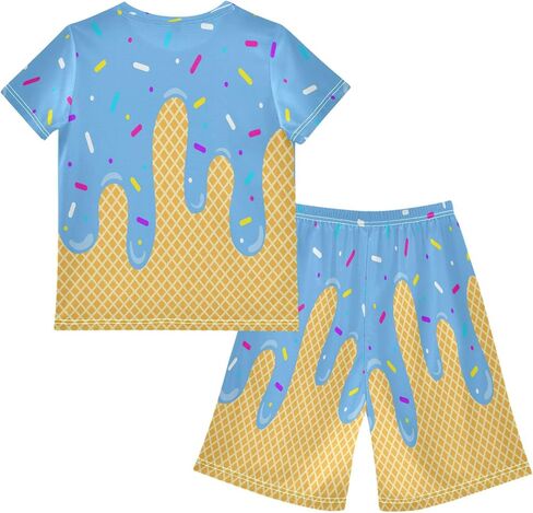 Exnundod Boy Shorts Set Ice Cream T-Shirt and Athletic Short Summer Kids Casual Outfit Sets 6-14Y in Kuwait