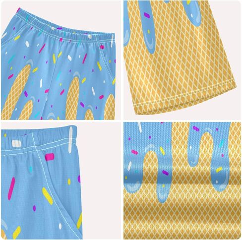 Exnundod Boy Shorts Set Ice Cream T-Shirt and Athletic Short Summer Kids Casual Outfit Sets 6-14Y in Kuwait