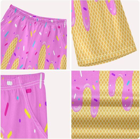 Exnundod Boy Shorts Set Ice Cream T-Shirt and Athletic Short Summer Kids Casual Outfit Sets 6-14Y in Kuwait