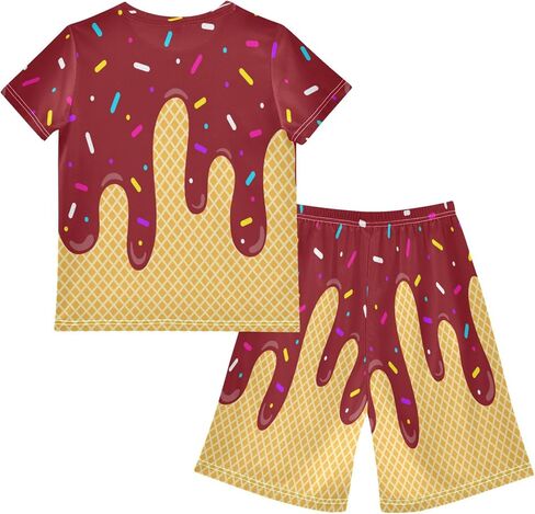 Exnundod Boy Shorts Set Ice Cream T-Shirt and Athletic Short Summer Kids Casual Outfit Sets 6-14Y in Kuwait