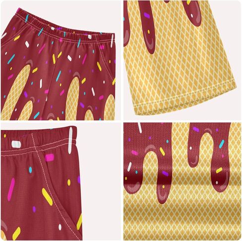 Exnundod Boy Shorts Set Ice Cream T-Shirt and Athletic Short Summer Kids Casual Outfit Sets 6-14Y in Kuwait