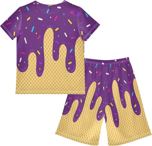 Exnundod Boy Shorts Set Ice Cream T-Shirt and Athletic Short Summer Kids Casual Outfit Sets 6-14Y in Kuwait