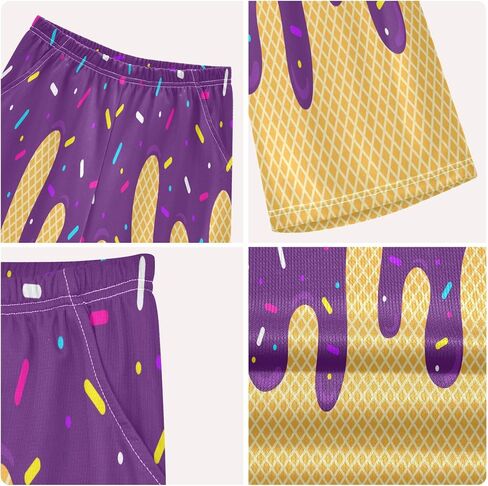 Exnundod Boy Shorts Set Ice Cream T-Shirt and Athletic Short Summer Kids Casual Outfit Sets 6-14Y in Kuwait