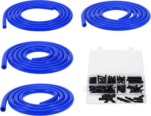 Silicone Vacuum Tubing Hose 130PSI Max Pressure Automotive Vacuum Line Blue with Vacuum Connector 1 Set 5Ft 4/6/8/12mm ID 3mm Thickness in Kuwait