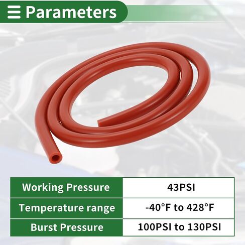 Motoforti Silicone Vacuum Tubing Hose Automotive Vacuum Line 3.3Ft 3/4/5/6/8/10mm ID 2mm Thickness High Temperature Red 1 Set 130PSI Max Pressure in Saudi Arabia